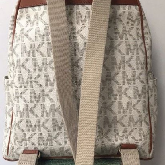 MK Michael Kors Monogram Gold Stud White Backpack main image 4